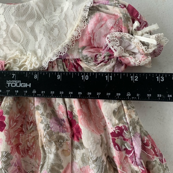 Vintage Floral baby dress 6/9M, Cute Cottagecore two pieces baby dress. - Picture 7 of 12